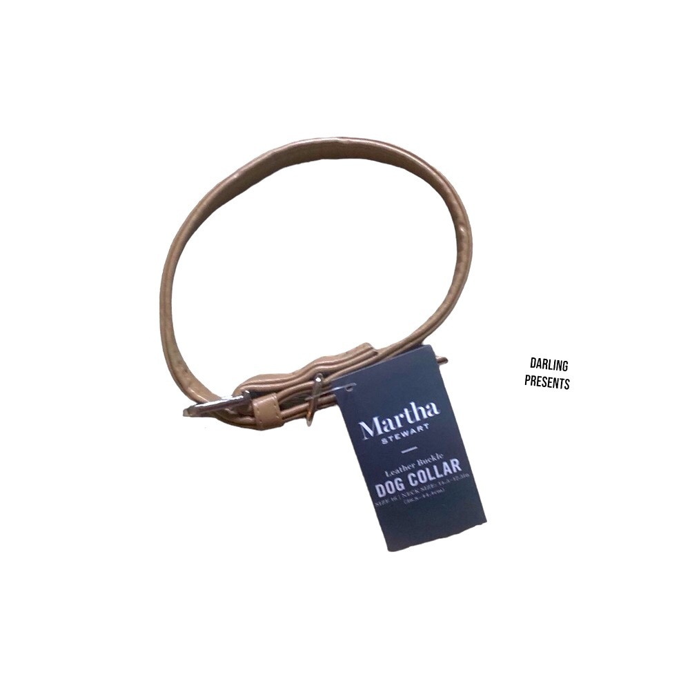 Martha Stewart Vegan Leather Engraved Buckle Dog Collar Color Beige Size 16/M